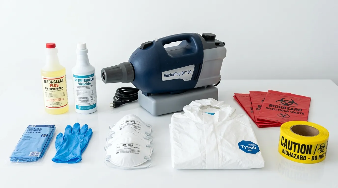 Professional biohazard remediation crew working in Newport East